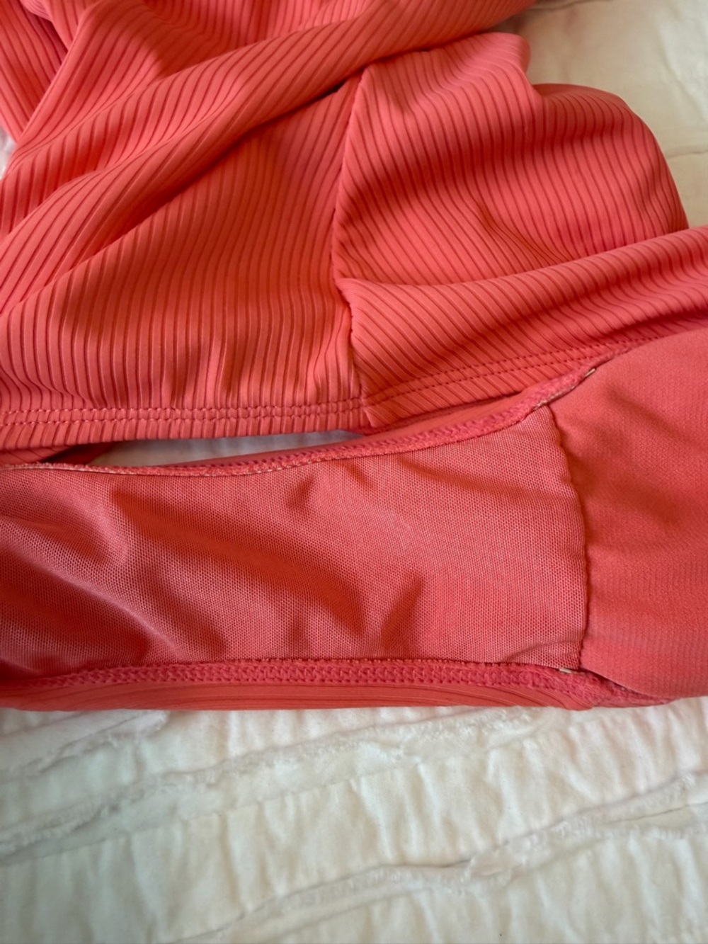 Catalina Ribbed Scoop One-Piece Swimsuit in Coral - Picture 9 of 12